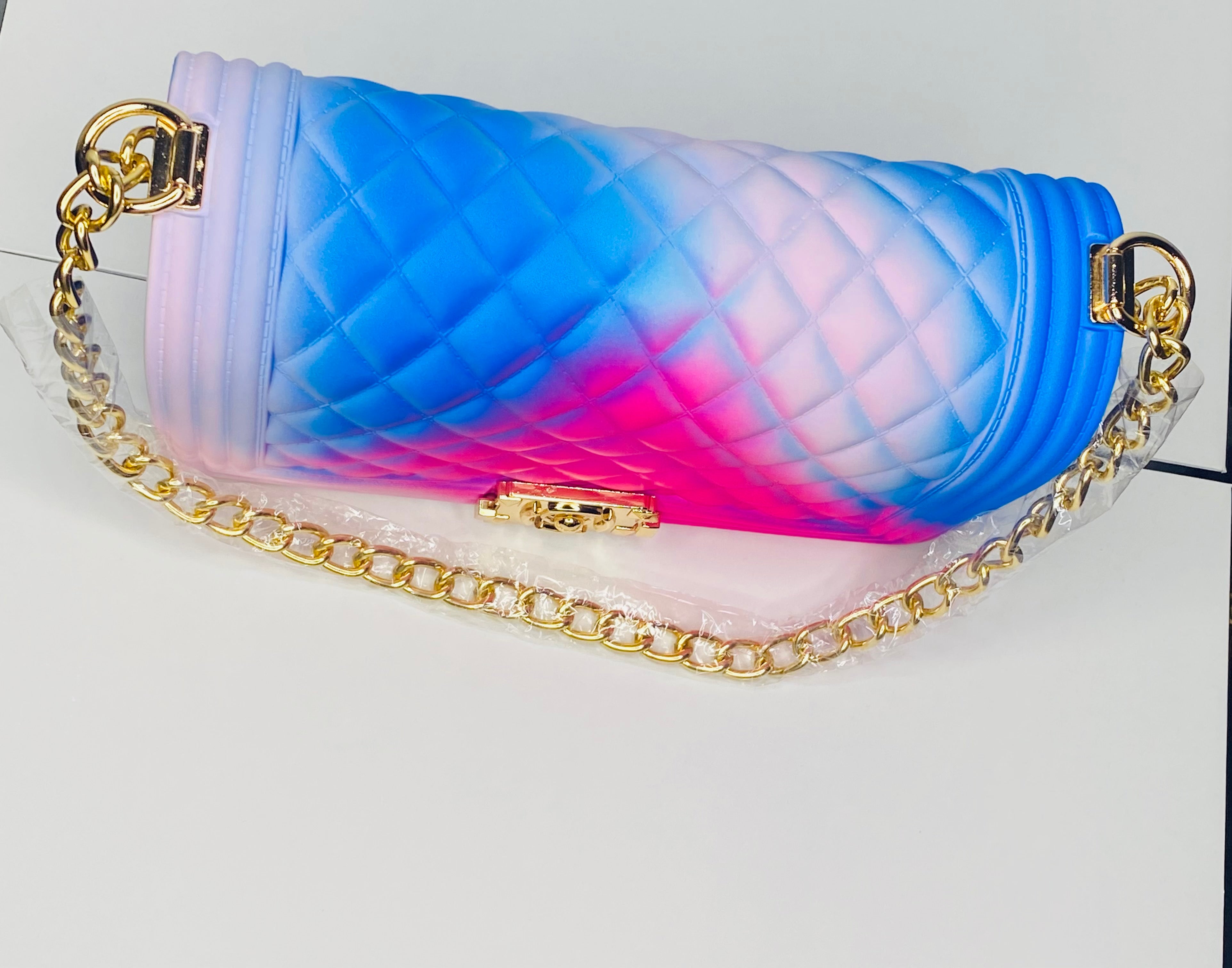 Rainbow Vertical Rhombic Bag Diagonal Bag Chain Jelly Bag – Furdela